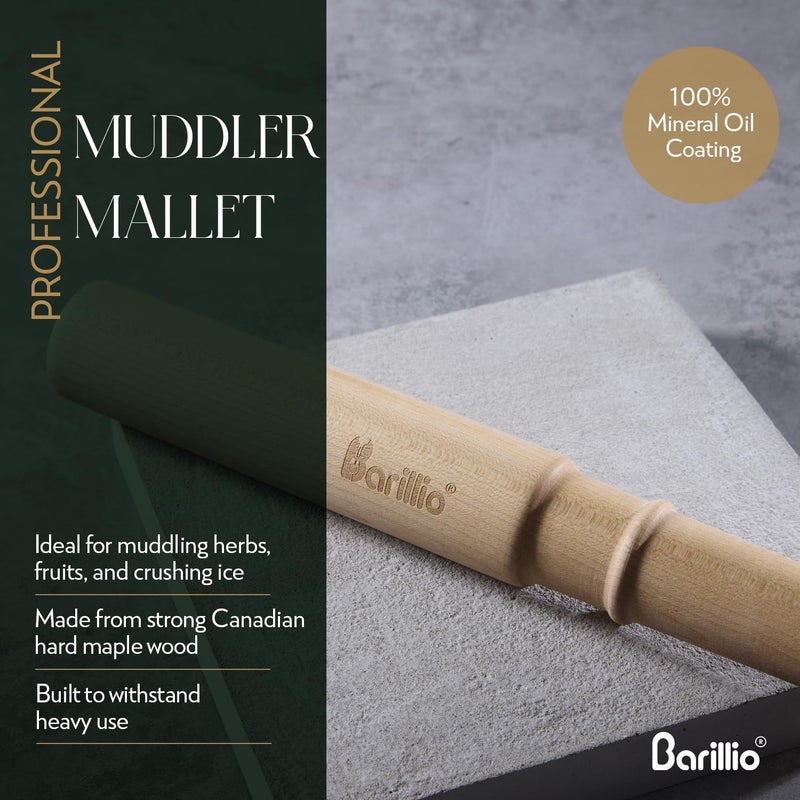 Barillio Drink Muddler Mallet and Lewis Bag Set - Big-Shot 13.75 Inch Wooden Muddler and Ice Hammer for Cocktails w/Canvas Ice Crushing Bag - Bar Tool Set - Image 5